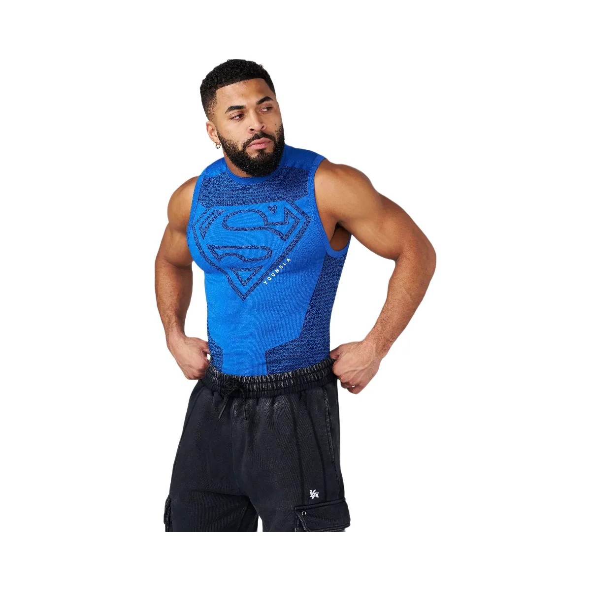 YoungLA Superman Compression Tanks 'Blue' - HypeFly India View 1