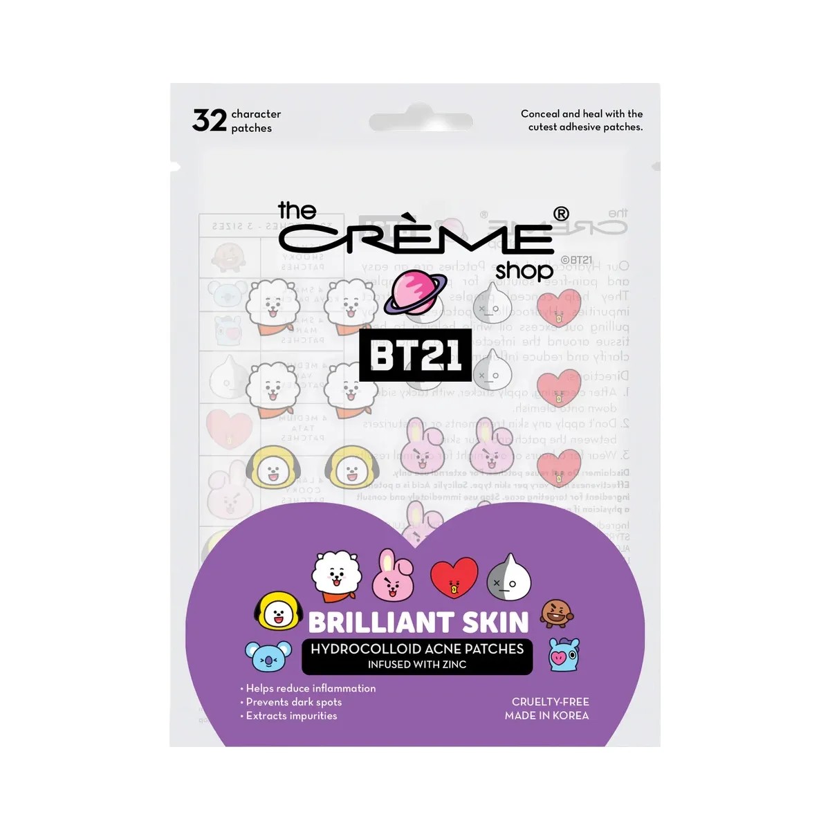 The Crème Shop BT21 Brilliant Skin Hydrocolloid Acne Patches - HypeFly India View 1