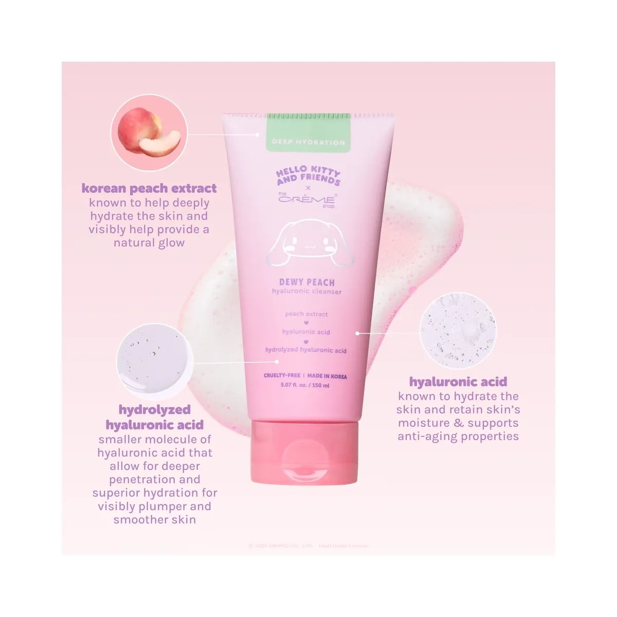 The Crème Shop Hello Kitty and Friends Dewy Peachy Hyaluronic Cleanser - HypeFly India View 3