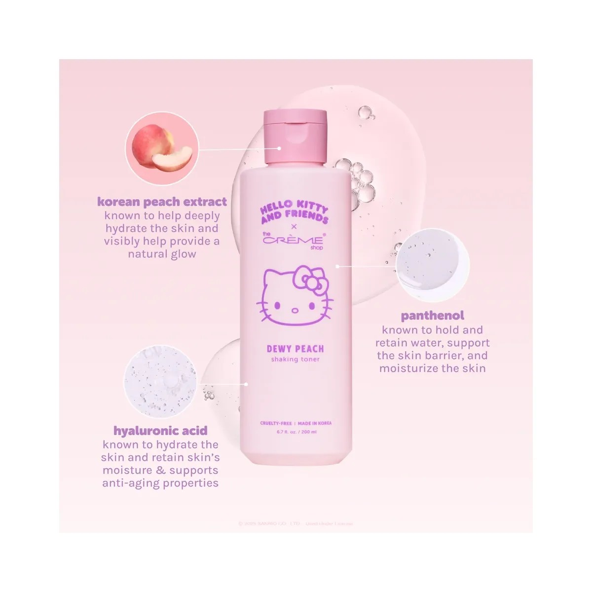 The Crème Shop Hello Kitty and Friends Dewy Peachy Shaking Toner - HypeFly India View 3