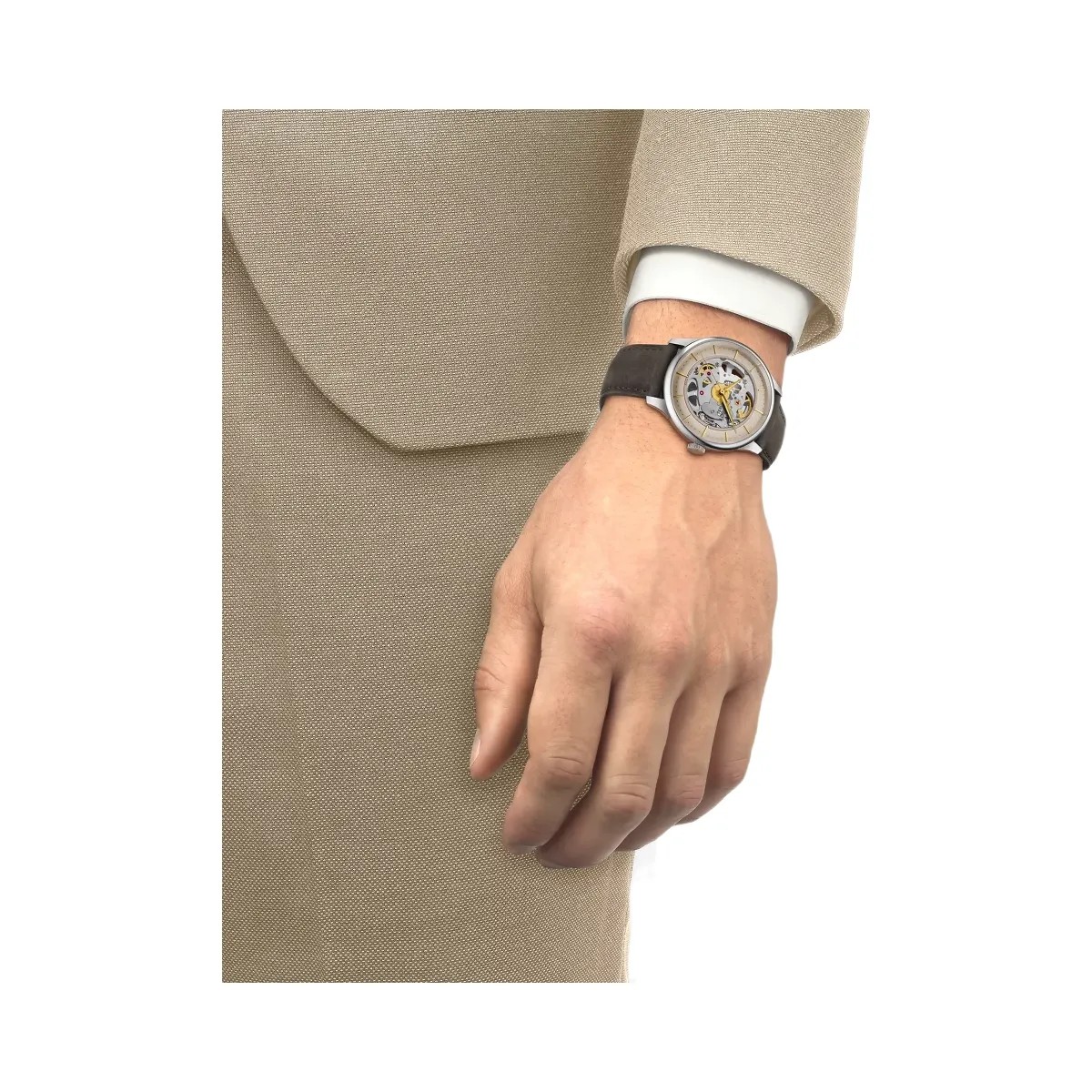 Tissot Chemin Des Tourelles Unisex Automatic Ivory Dial Analog Leather Watch T1398361626100 - HypeFly India View 5