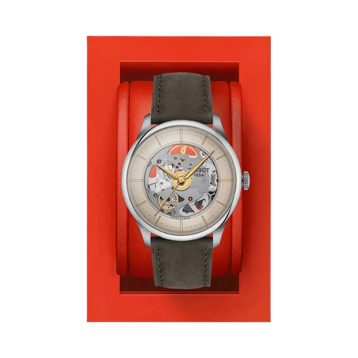 Tissot Chemin Des Tourelles Unisex Automatic Ivory Dial Analog Leather Watch T1398361626100 - HypeFly India View 6
