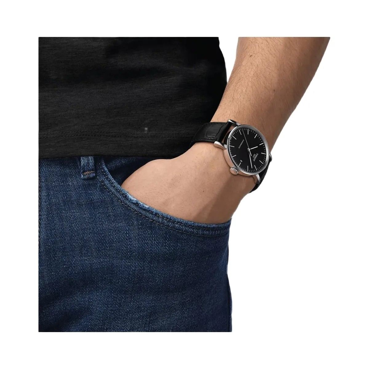 Tissot Everytime Men Automatic Black Dial Analog Leather Watch T1094071605100 - HypeFly India View 3