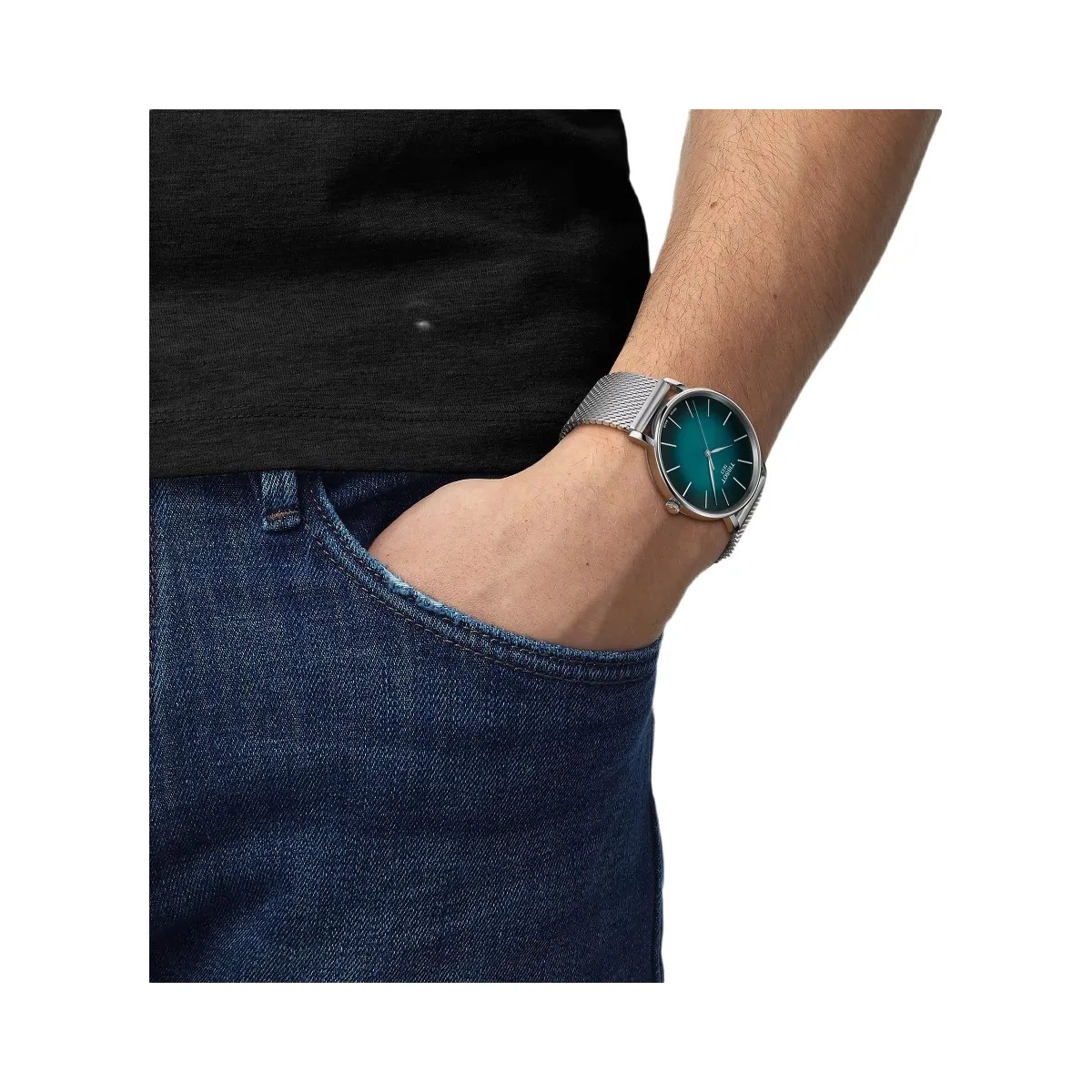 Tissot Everytime Men Quartz Green Dial Analog Mesh Watch T1434101109100 - HypeFly India View 5