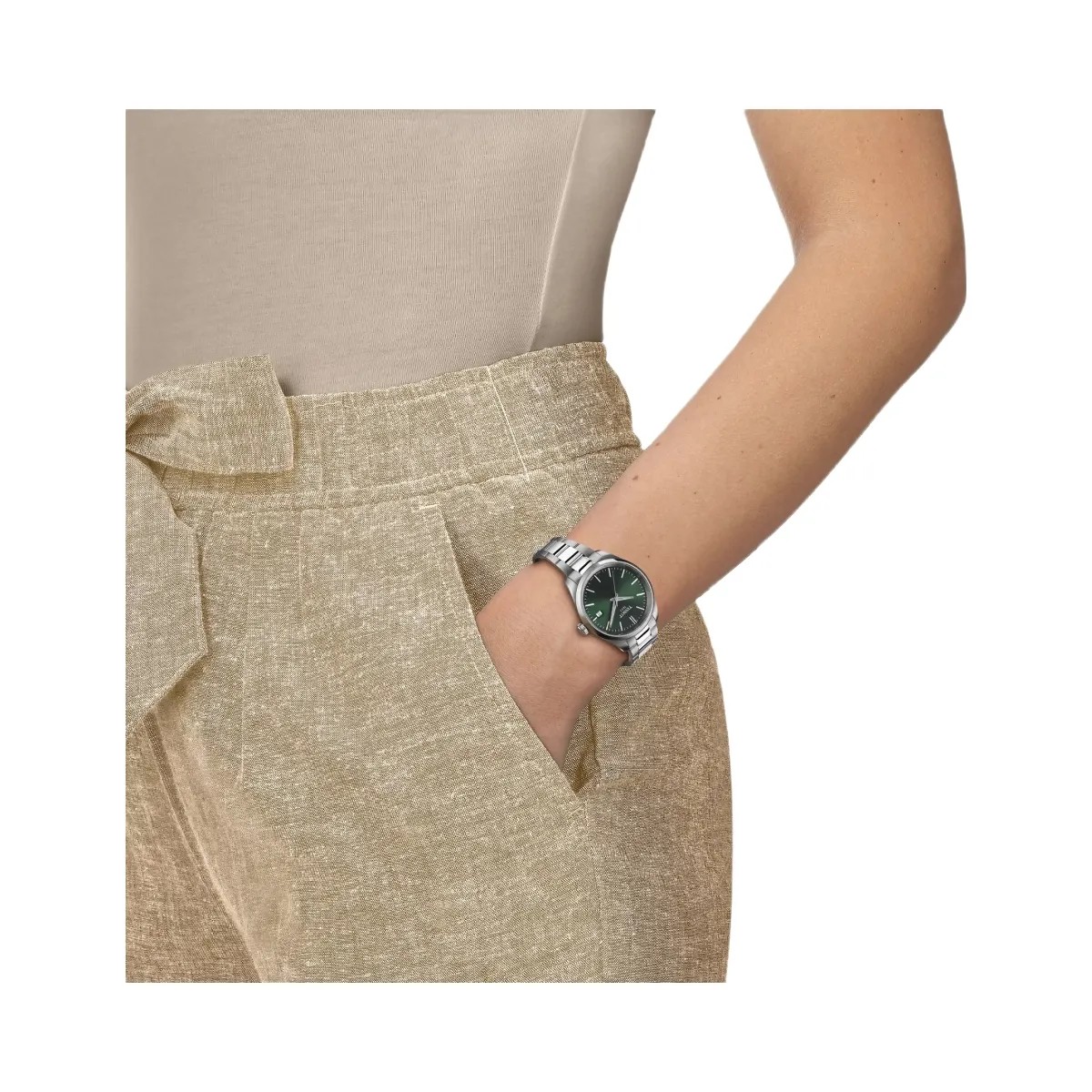 Tissot PR 100 Women Quartz Green Dial Analog Stainless Steel Watch T1502101109100 - HypeFly India View 5
