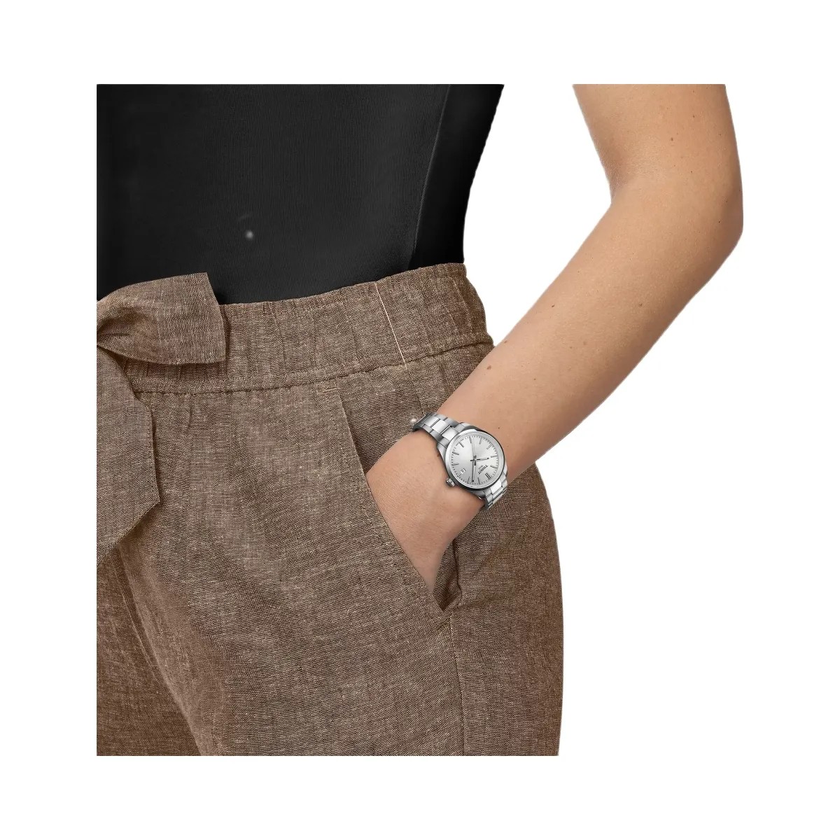 Tissot PR 100 Women Quartz Silver Dial Analog Stainless Steel Watch T1502101103100 - HypeFly India View 5