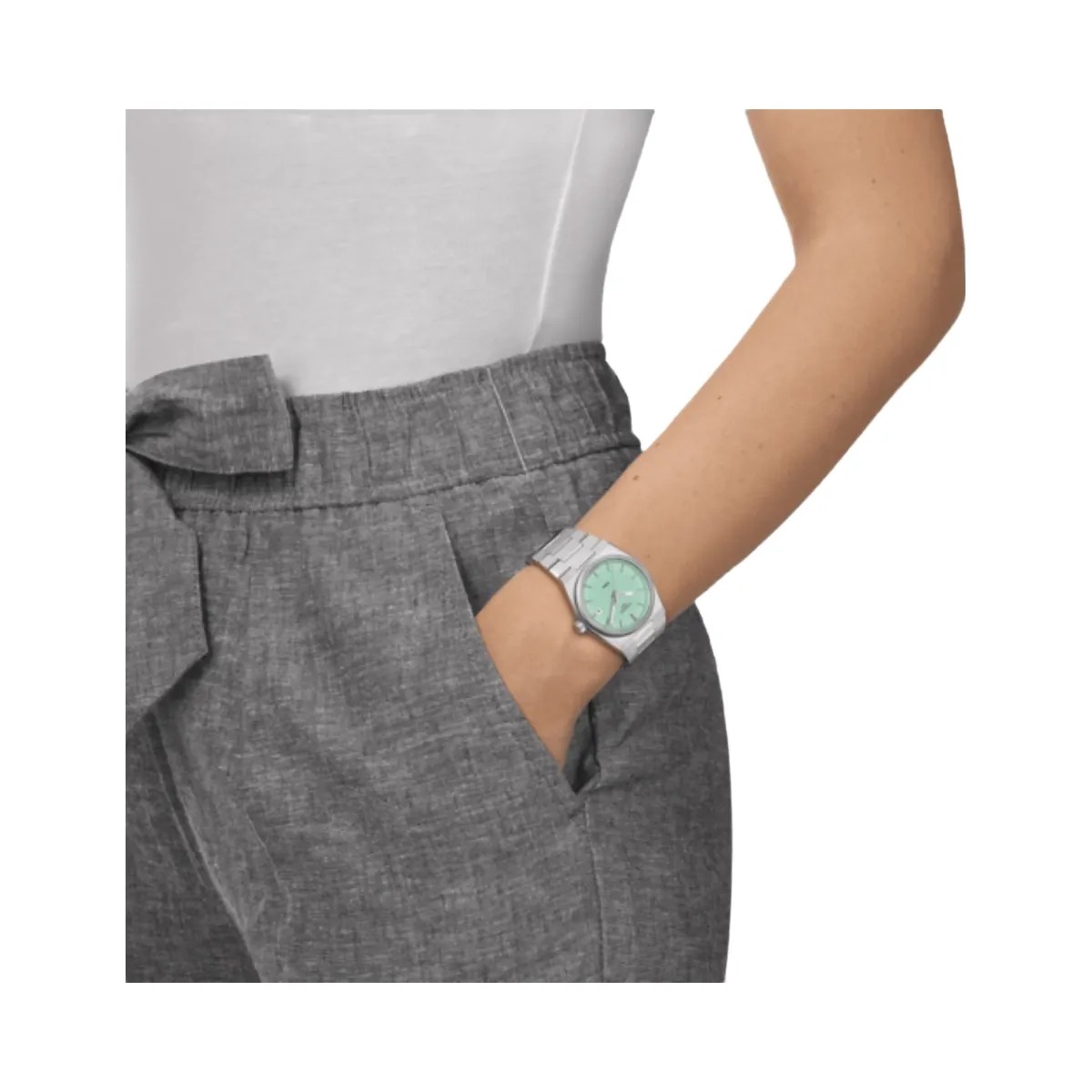 Tissot PRX Women Quartz Green Dial Analog Stainless Steel Watch T1372101109100 - HypeFly India View 4