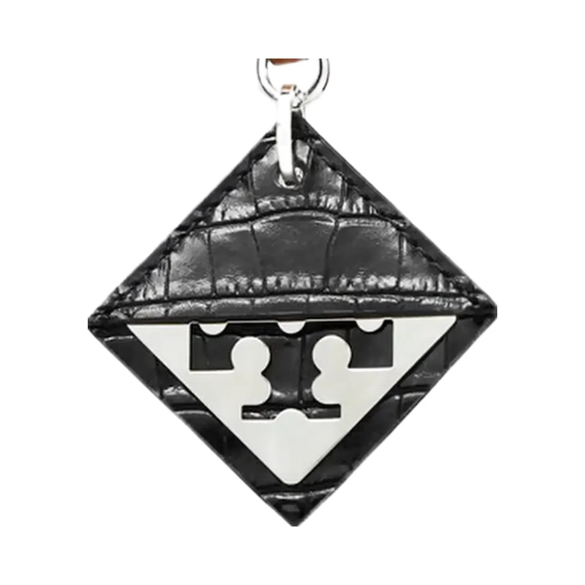 Tory Burch Hidden Logo Croc-Embossed Key Charm Black - HypeFly India View 1