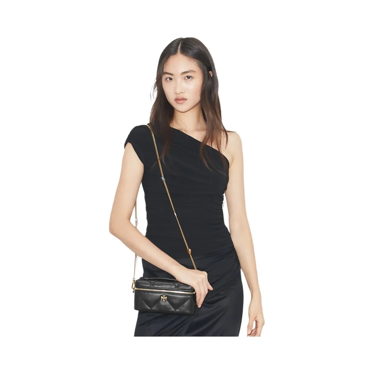 Tory Burch Kira Diamond Quilt Charm East-West Vanity Case Black - HypeFly India View 2