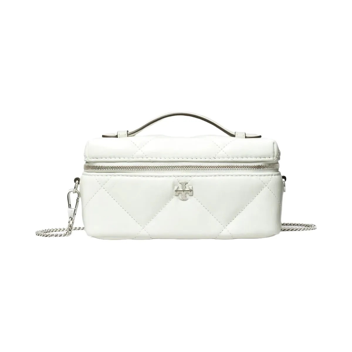 Tory Burch Kira Diamond Quilt Distressed Charm Vanity Case Blanc - HypeFly India View 1