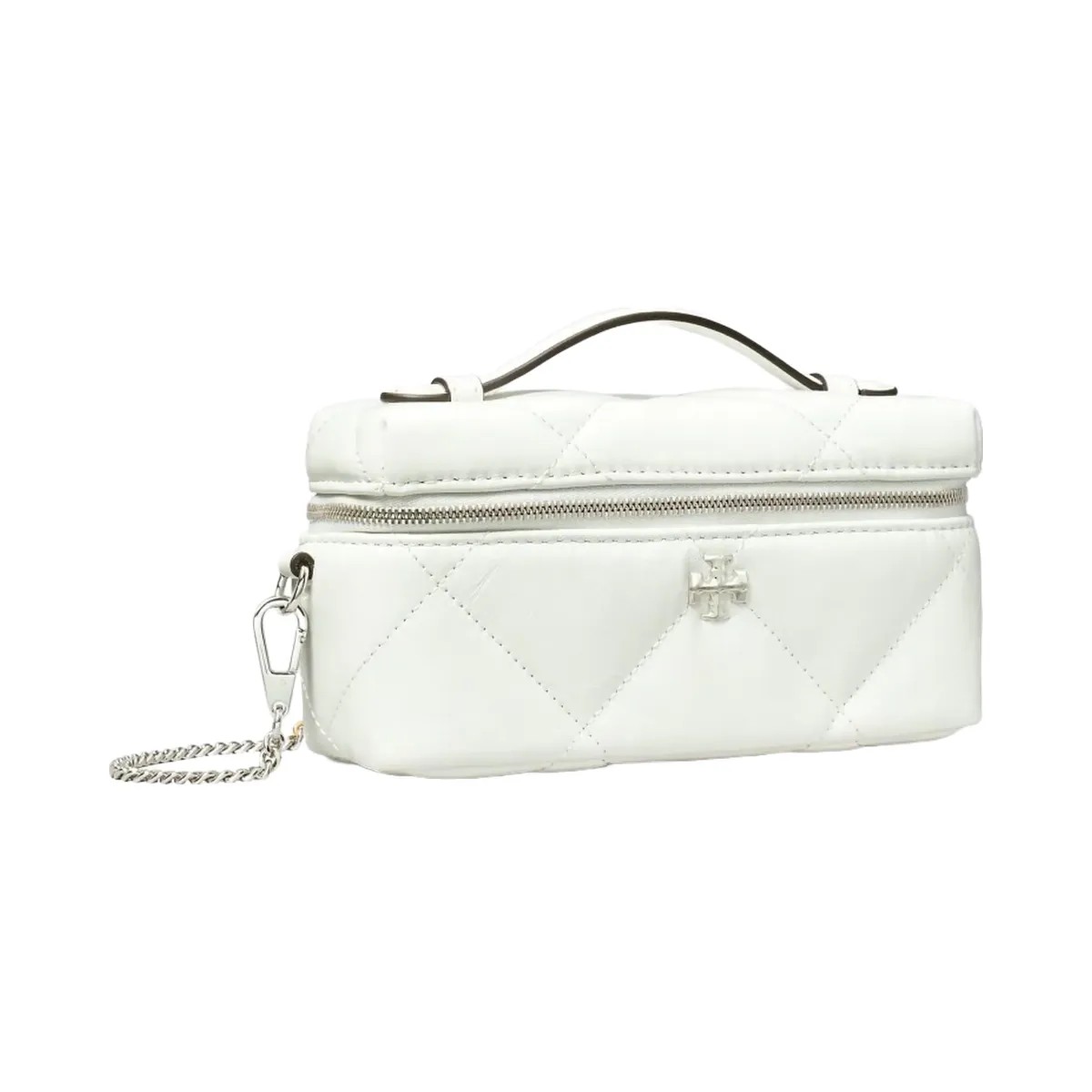 Tory Burch Kira Diamond Quilt Distressed Charm Vanity Case Blanc - HypeFly India View 3