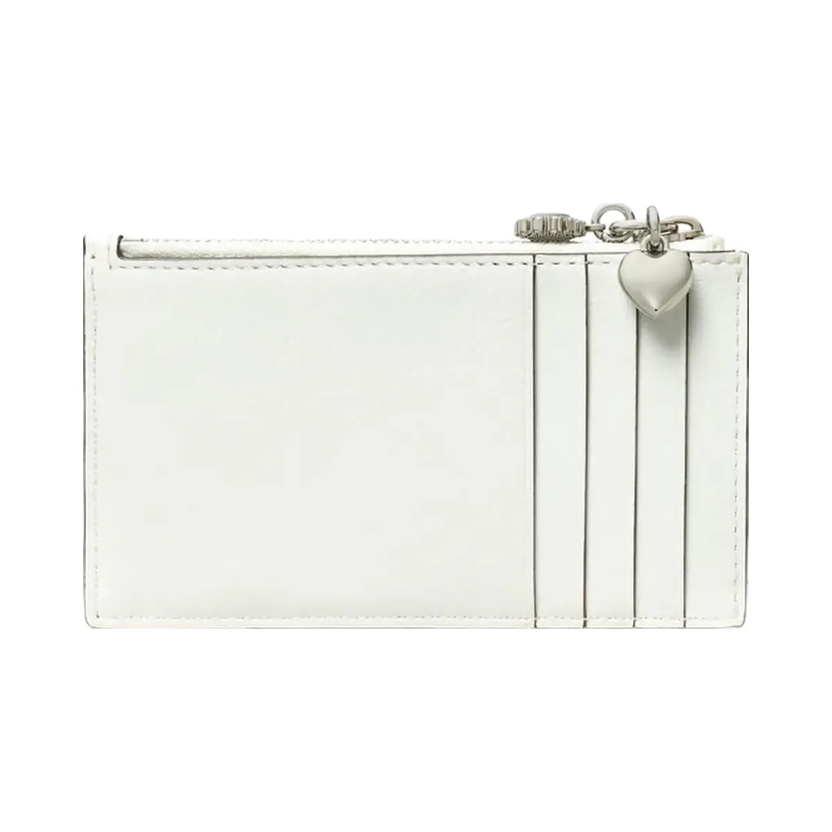 Tory Burch Kira Diamond Quilt Distressed Charm Zip Card Case Blanc - HypeFly India View 1