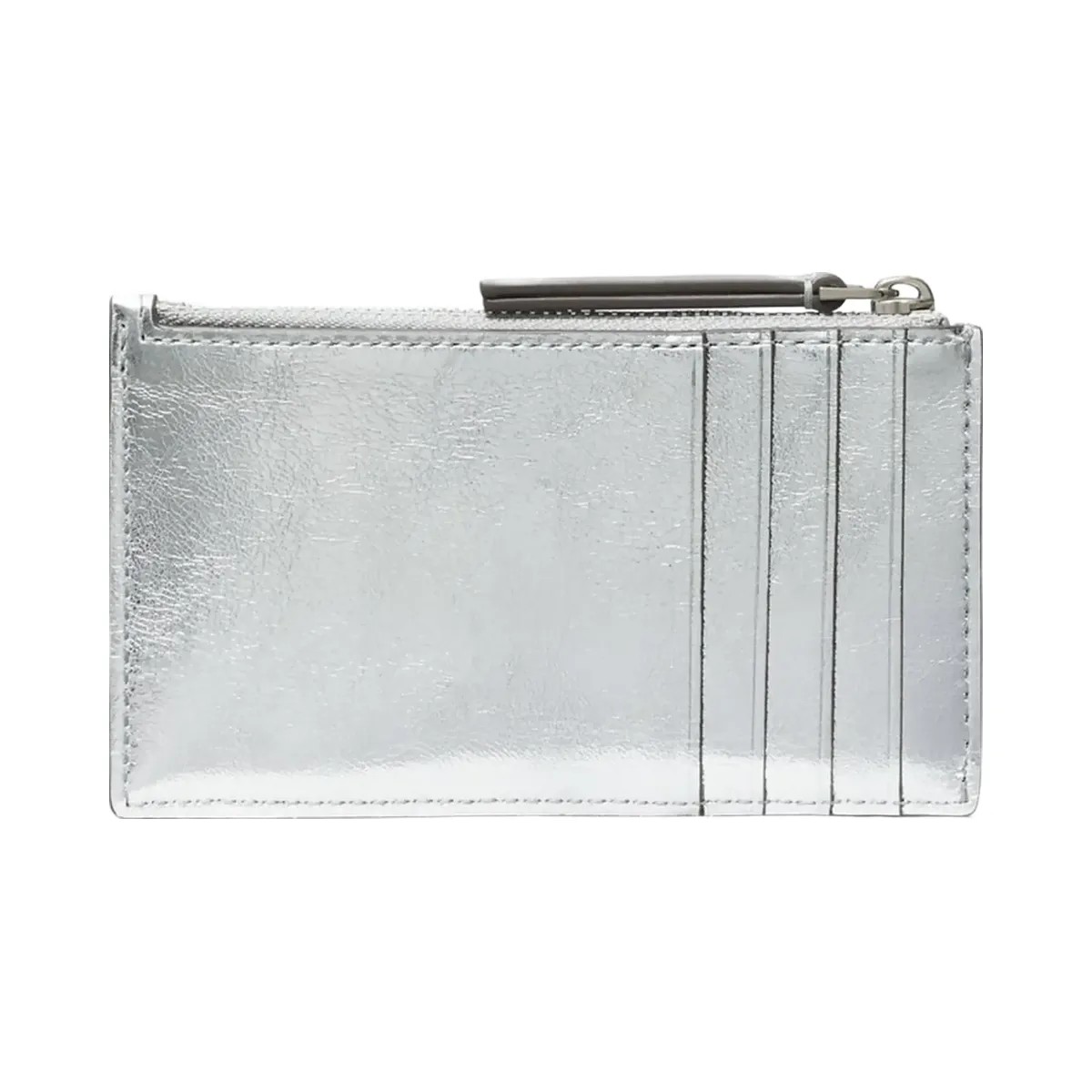 Tory Burch Kira Diamond Quilt Metallic Zip Card Case Silver - HypeFly India View 1