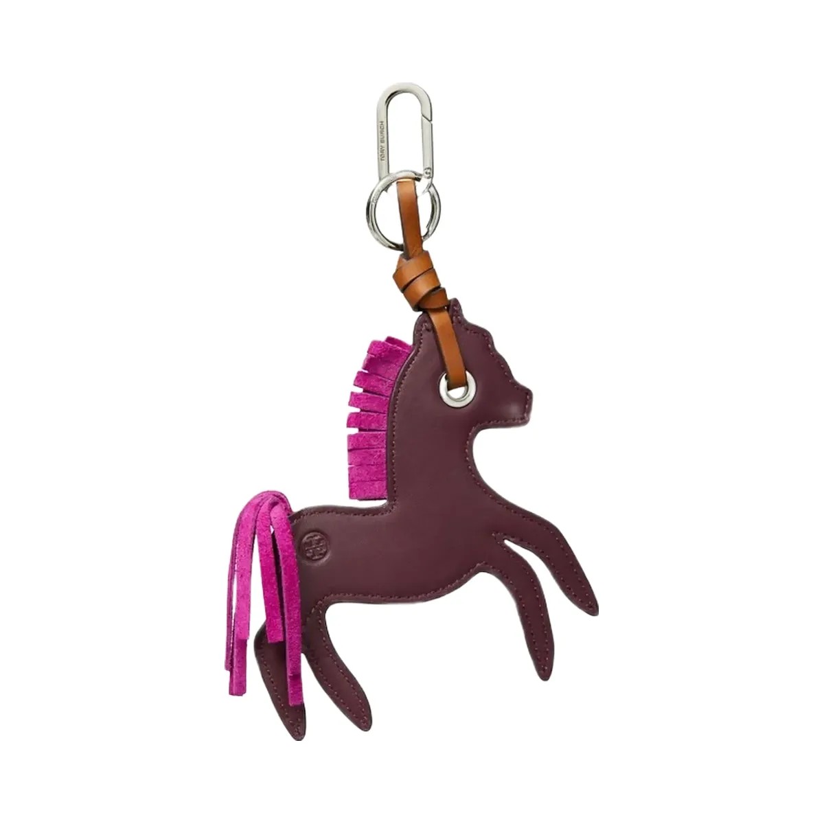Tory Burch Leather Horse Bag Charm Dark Carmine - HypeFly India View 1