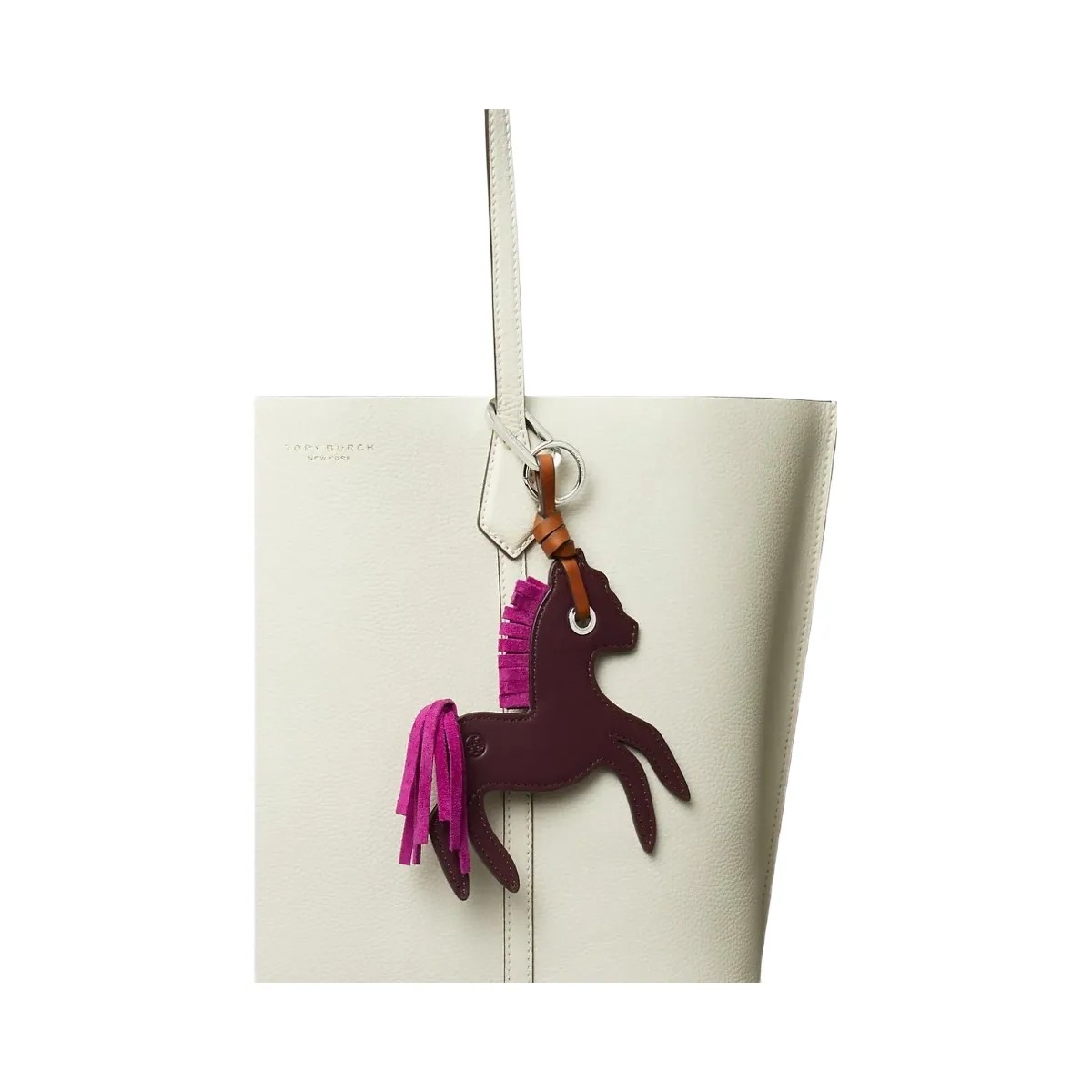 Tory Burch Leather Horse Bag Charm Dark Carmine - HypeFly India View 2
