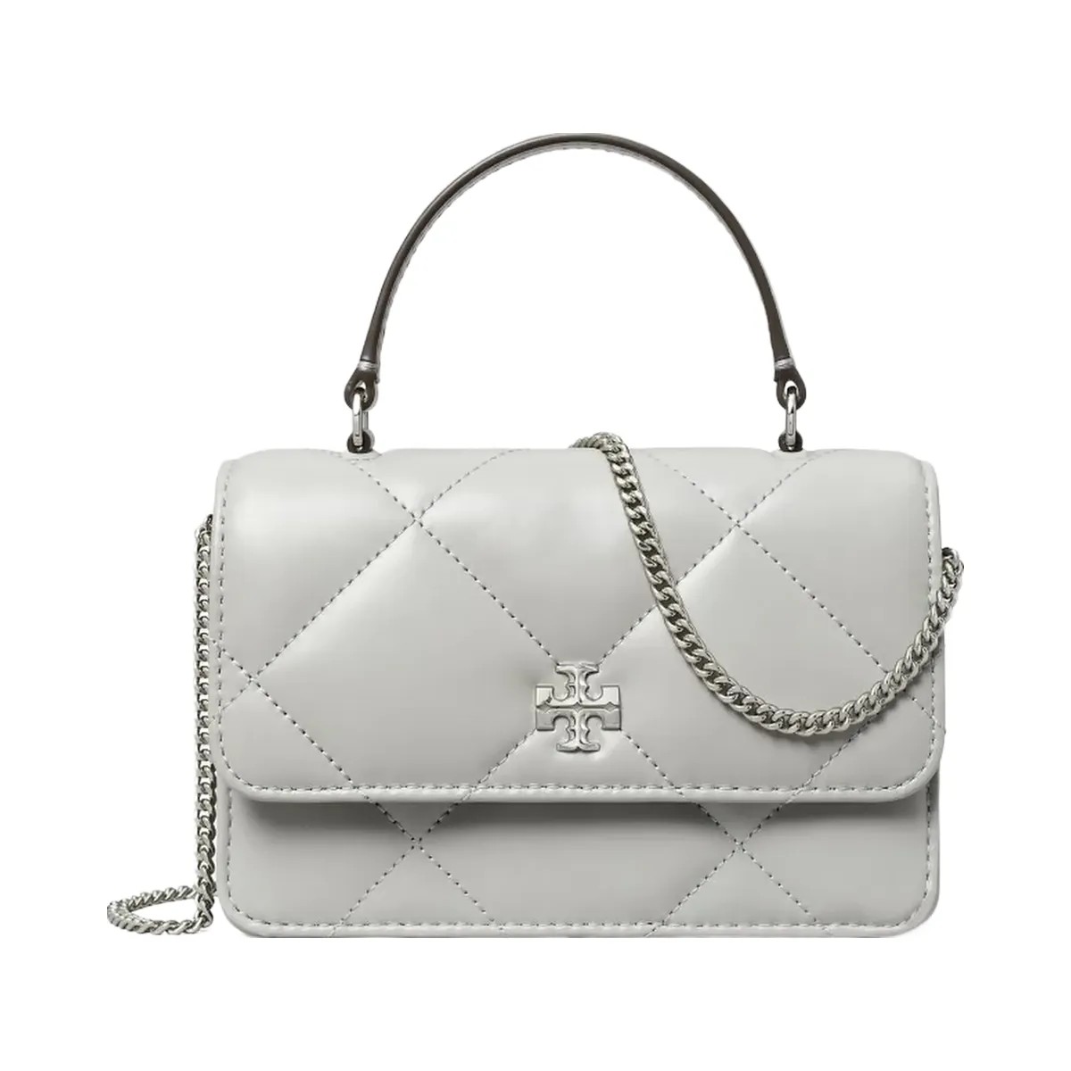 Tory Burch Mini Kira Diamond Quilt Charm Top-Handle Crossbody Gray - HypeFly India View 1