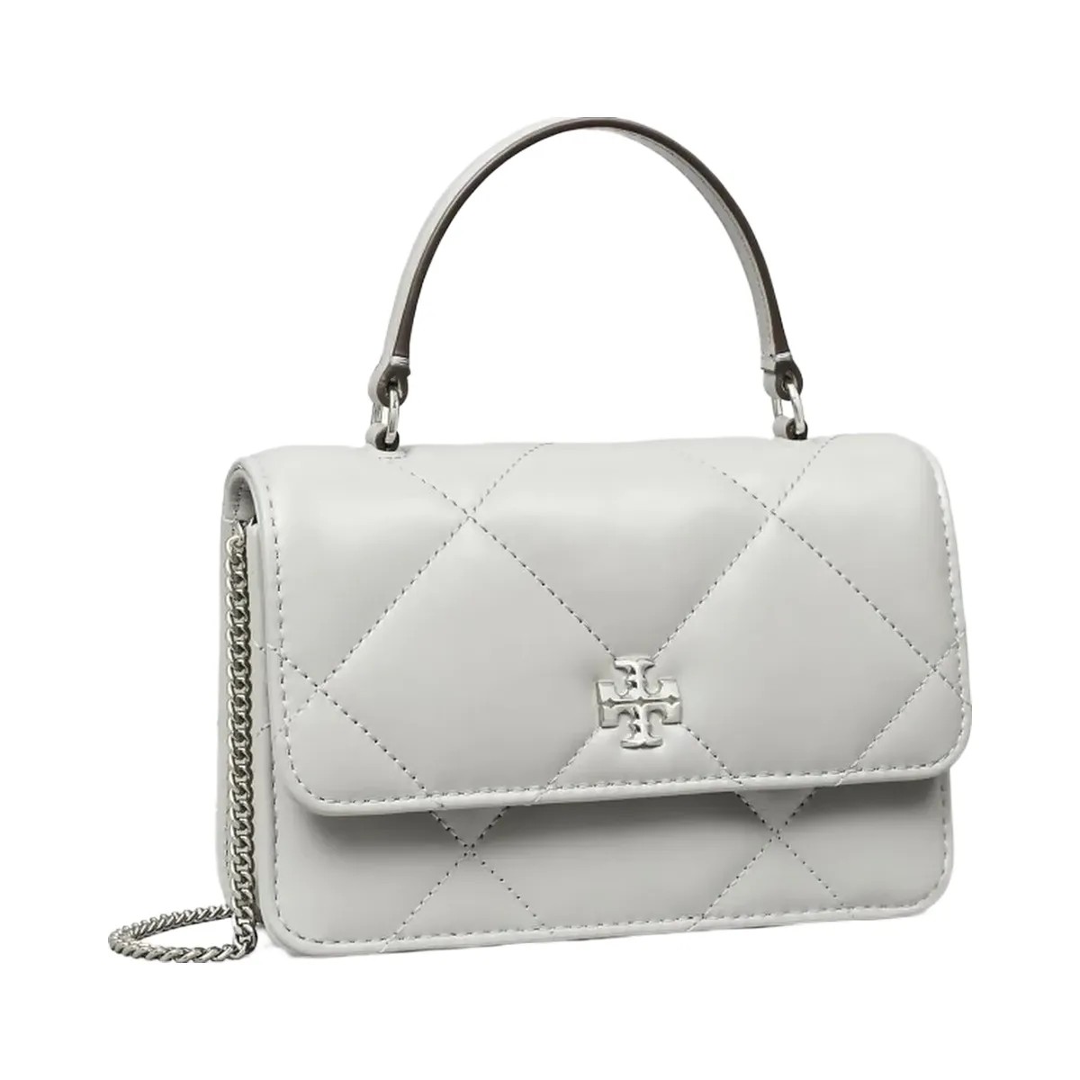 Tory Burch Mini Kira Diamond Quilt Charm Top-Handle Crossbody Gray - HypeFly India View 3