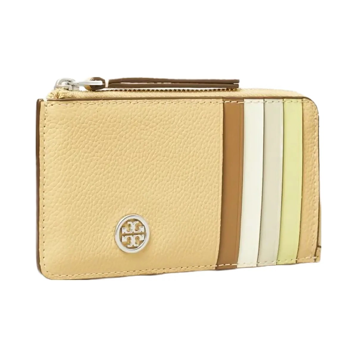 Tory Burch Robinson Pebbled Top-Zip Card Case Praline - HypeFly India View 3