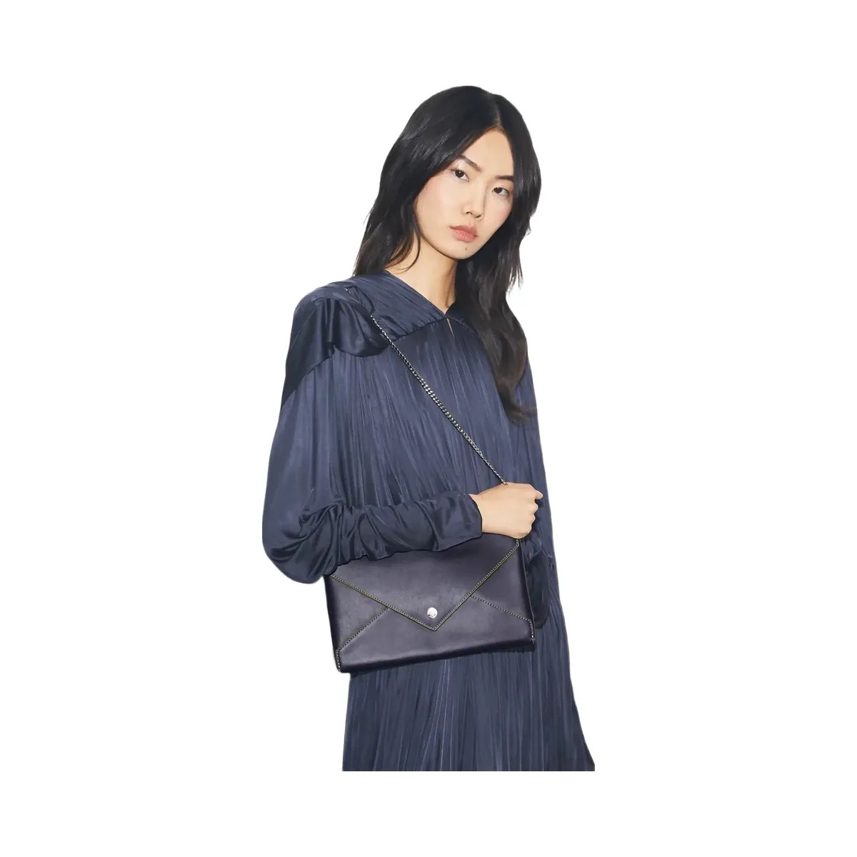 Tory Burch Smooth Leather Envelope Chain Pouch Midnight - HypeFly India View 2