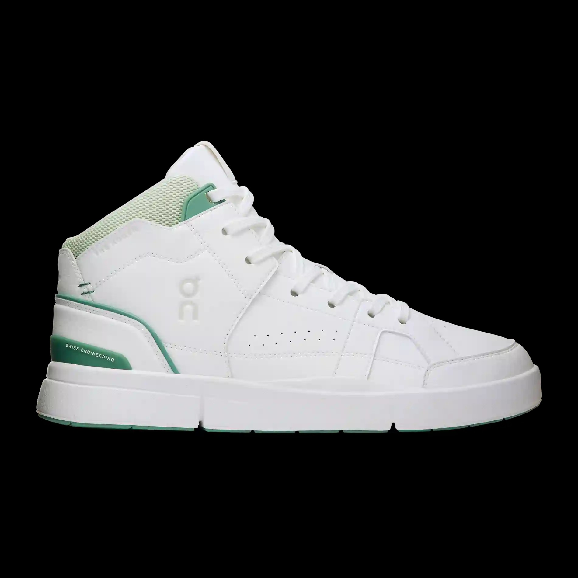 THE ROGER Clubhouse Mid White Green On Running - HypeFly India View 1